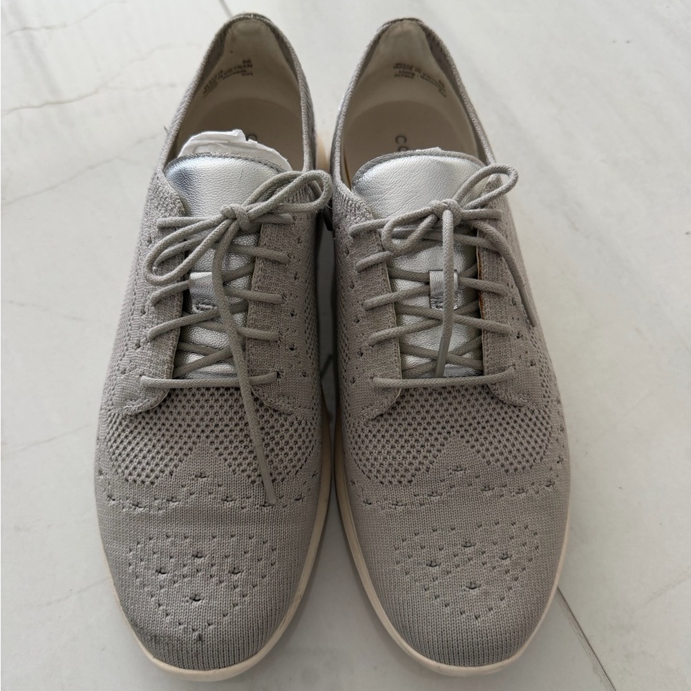 Cole Haan Light Gray Knit Lace-Up Zero Grand Low Top Sneakers